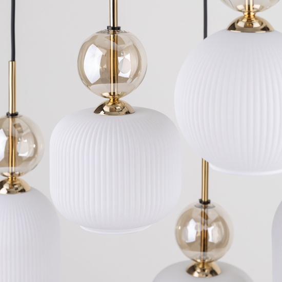 lampadario elegante per soggiorno salotto pendenti in vetro ambra bianco